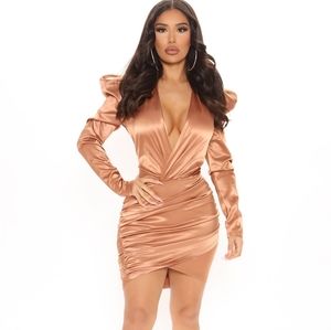 Fashion nova satin ruched dress